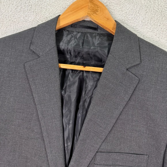 Carlo Lusso Blazer Jacket Mens 40R Dark Gray Long Sleeve Single Breasted Formal - Picture 1 of 12